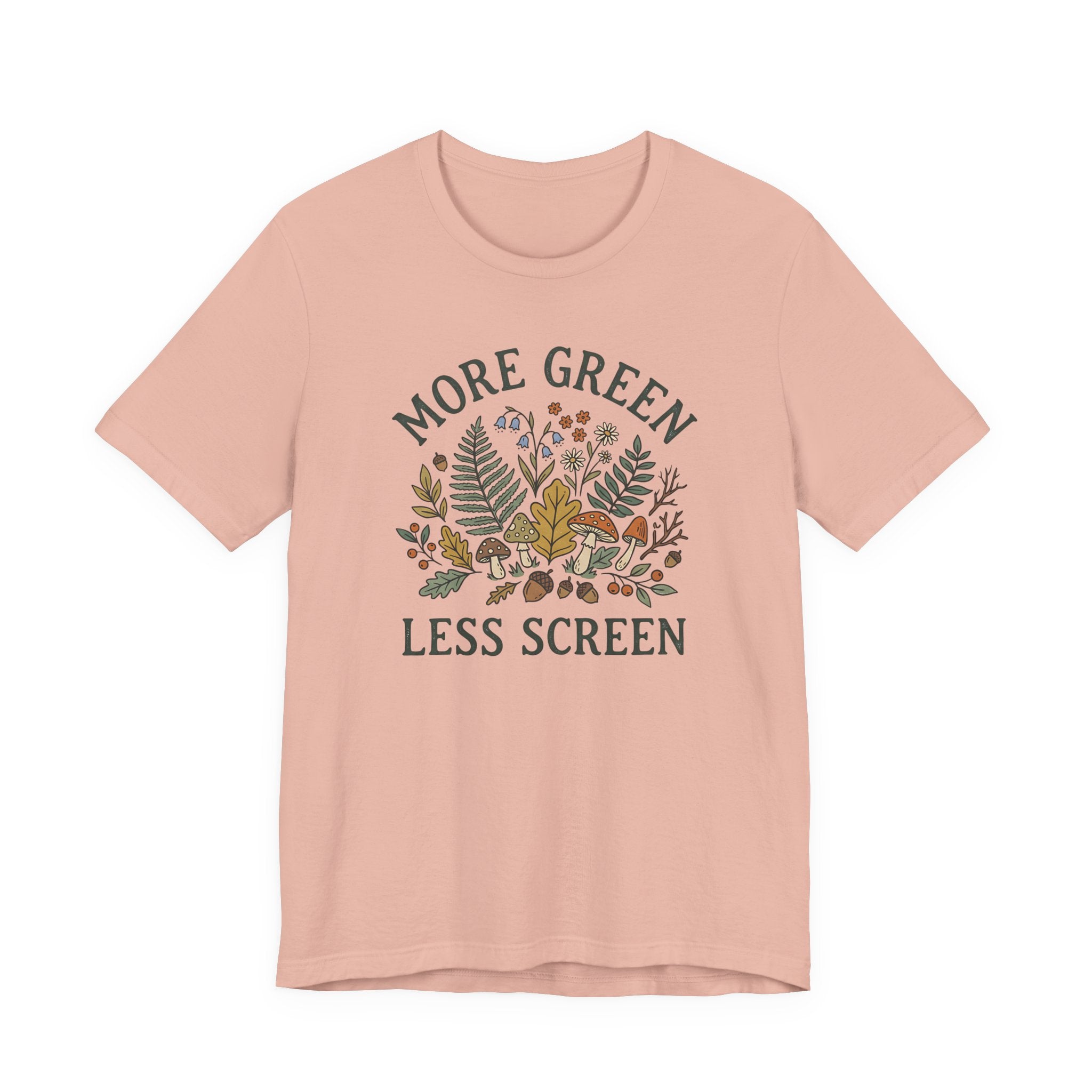 More Green Less Screen Tee | Woodland Folk Art Shirt