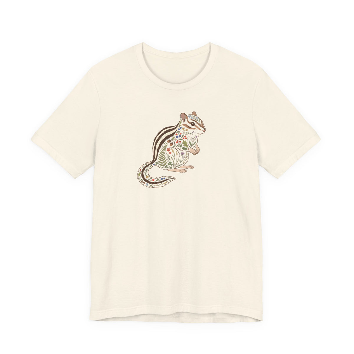 Floral Chipmunk Tee | Botanical Wildlife Graphic T-Shirt