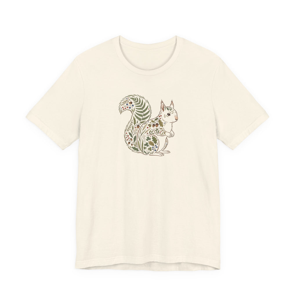 Floral Squirrel Tee | Botanical Wildlife Graphic T-Shirt