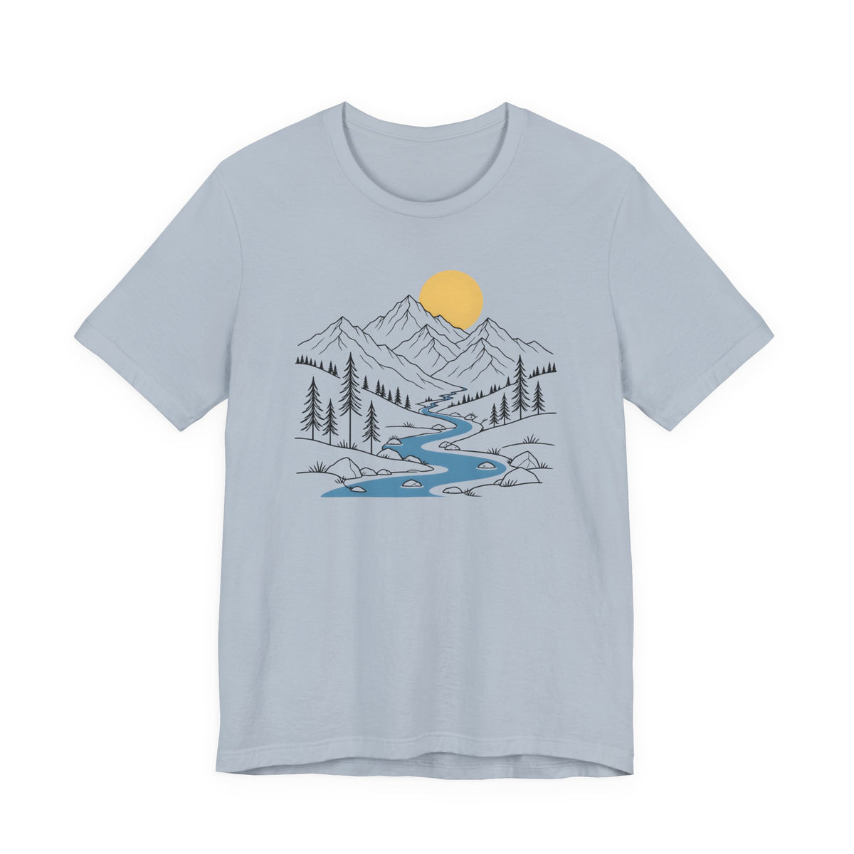 Mountain River Graphic Tee | Sunset Scenic Nature T-Shirt