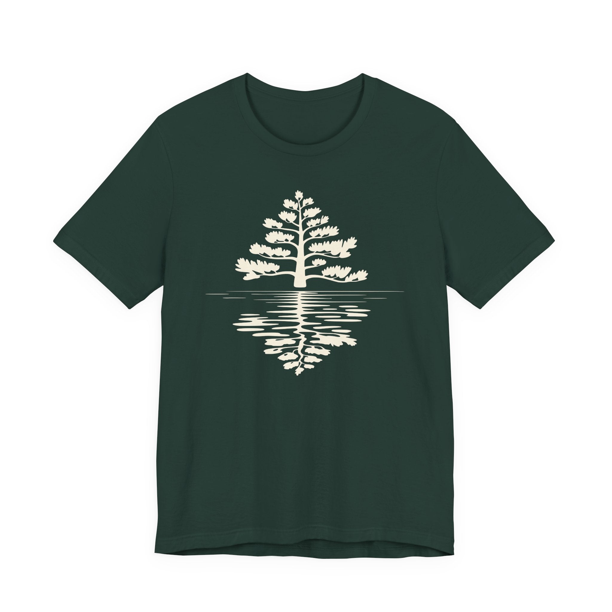 Pine Tree Reflection Tee | Minimal Nature Graphic T-Shirt