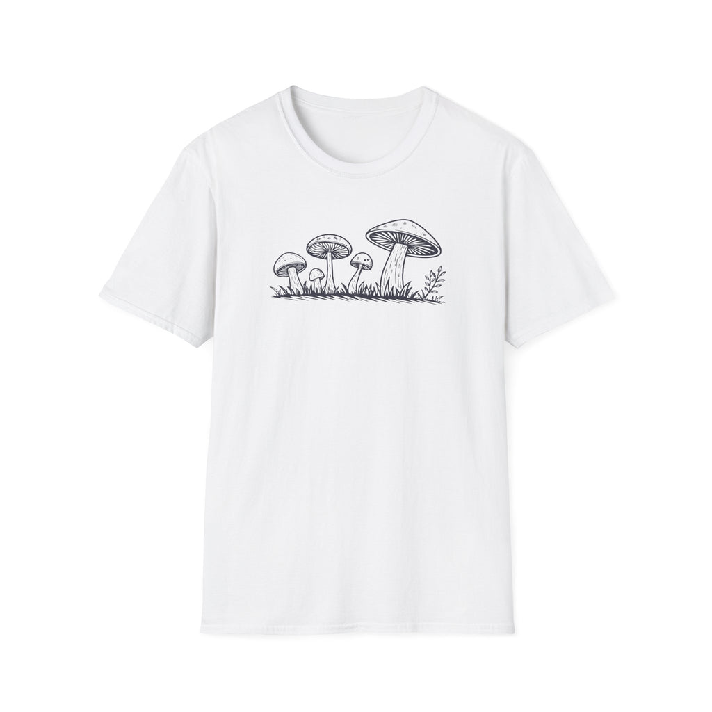 Woodland Mushroom Linocut Style Graphic T-Shirt