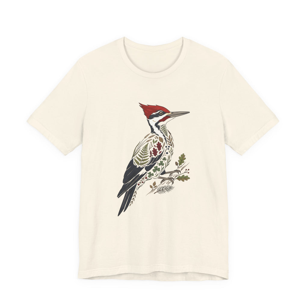 Woodpecker Illustration Tee | Botanical Wildlife Bird T-Shirt