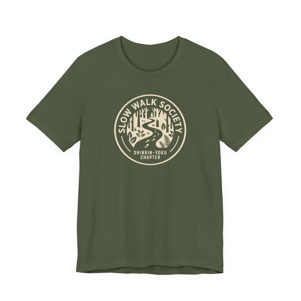 Slow Walk Society badge tee | Nature trail graphic T-Shirt