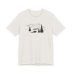 Mountain Bear Scene Tee | Minimal Forest Mountains and Bear Silhouette