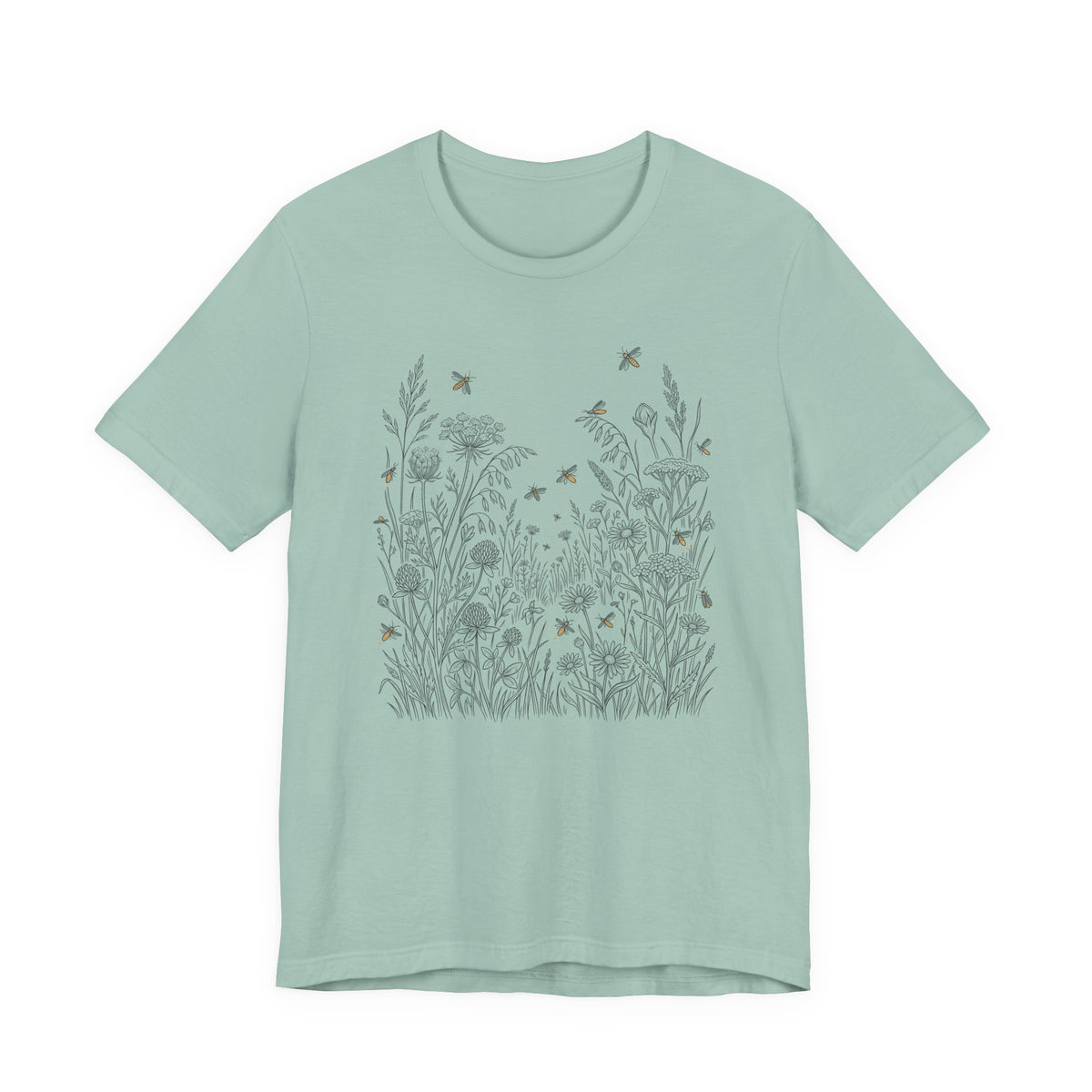 Wildflowers & Fireflies Graphic T-Shirt | Botanical Nature Tee