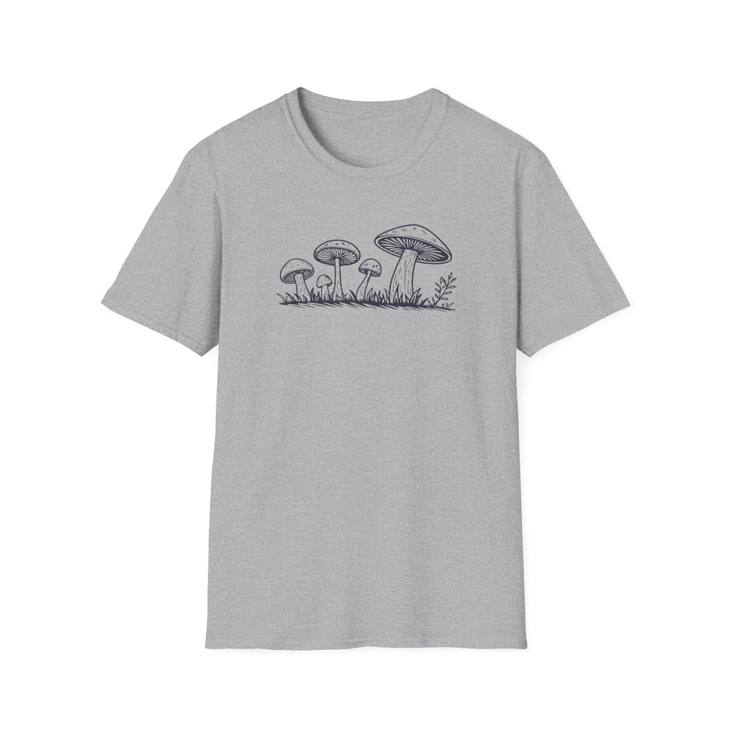 Woodland Mushroom Linocut Style Graphic T-Shirt