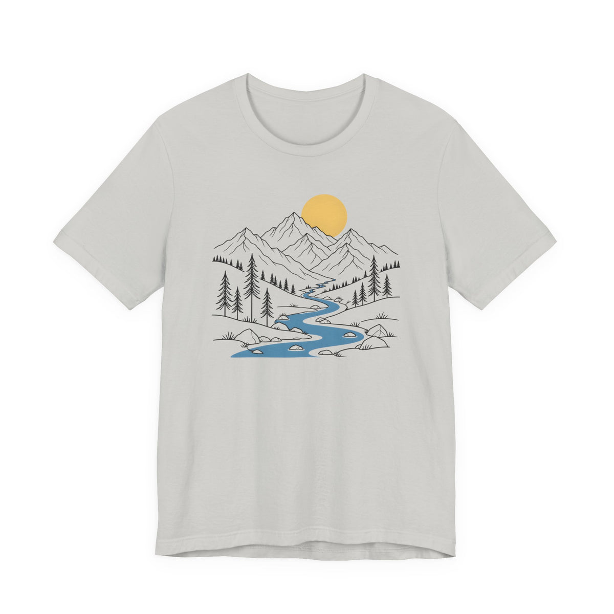 Mountain River Graphic Tee | Sunset Scenic Nature T-Shirt