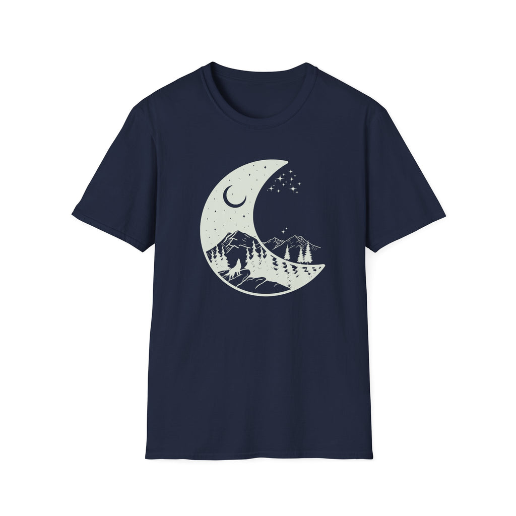 Crescent Moon Howling Wolf Graphic T-Shirt