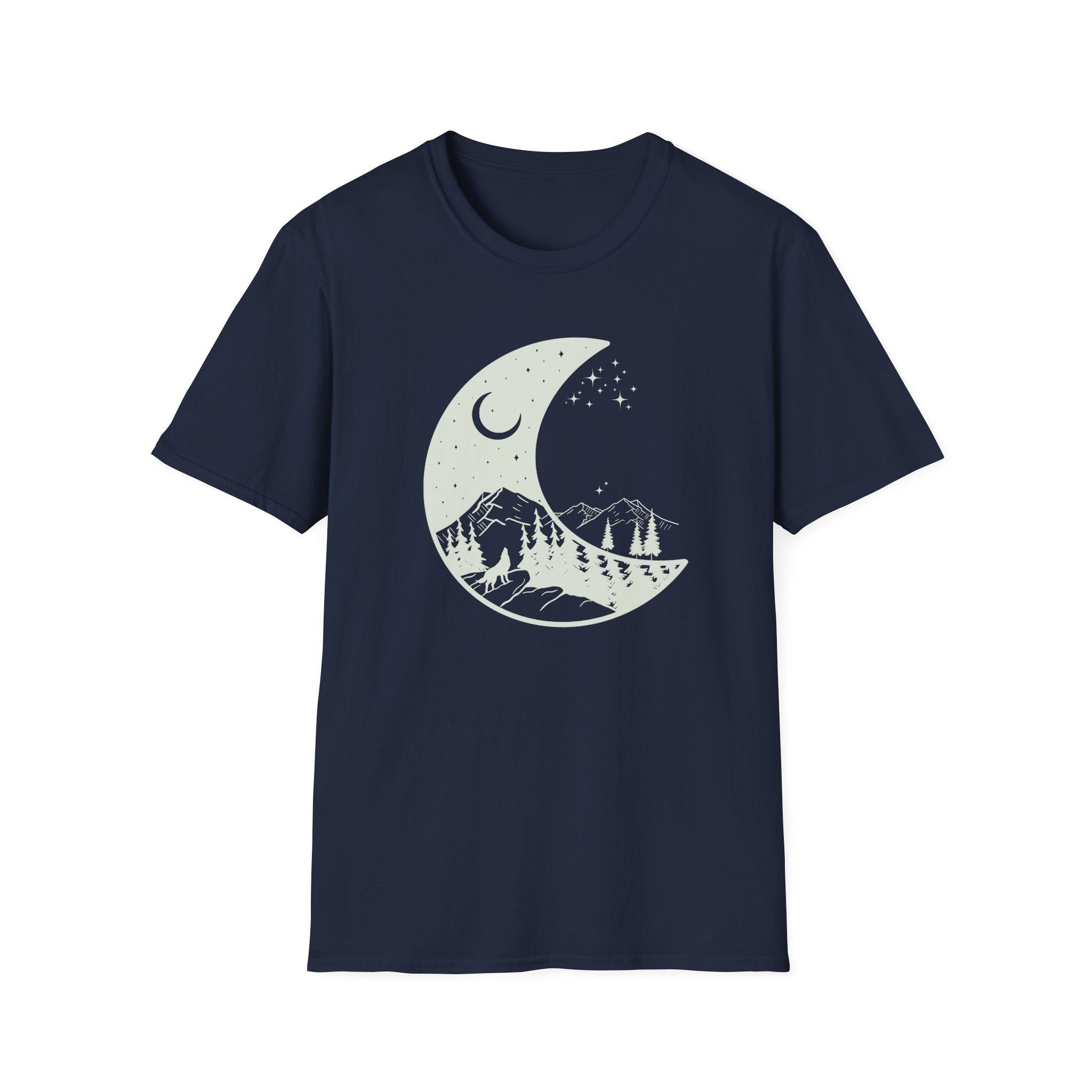 Crescent Moon Howling Wolf Graphic T-Shirt