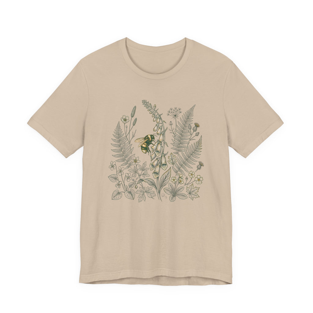 Foxglove Fern & Bee Tee | Floral Nature Graphic T-Shirt