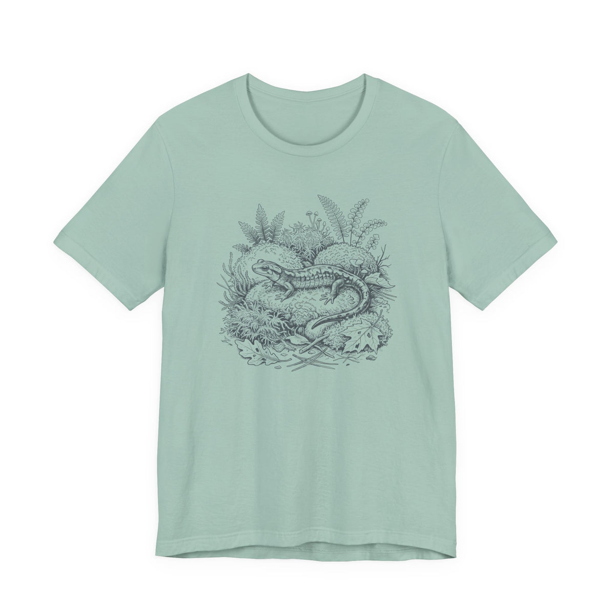 Botanical Salamander Tee on Mossy Rock | Vintage Naturalist Nature Illustration T-Shirt
