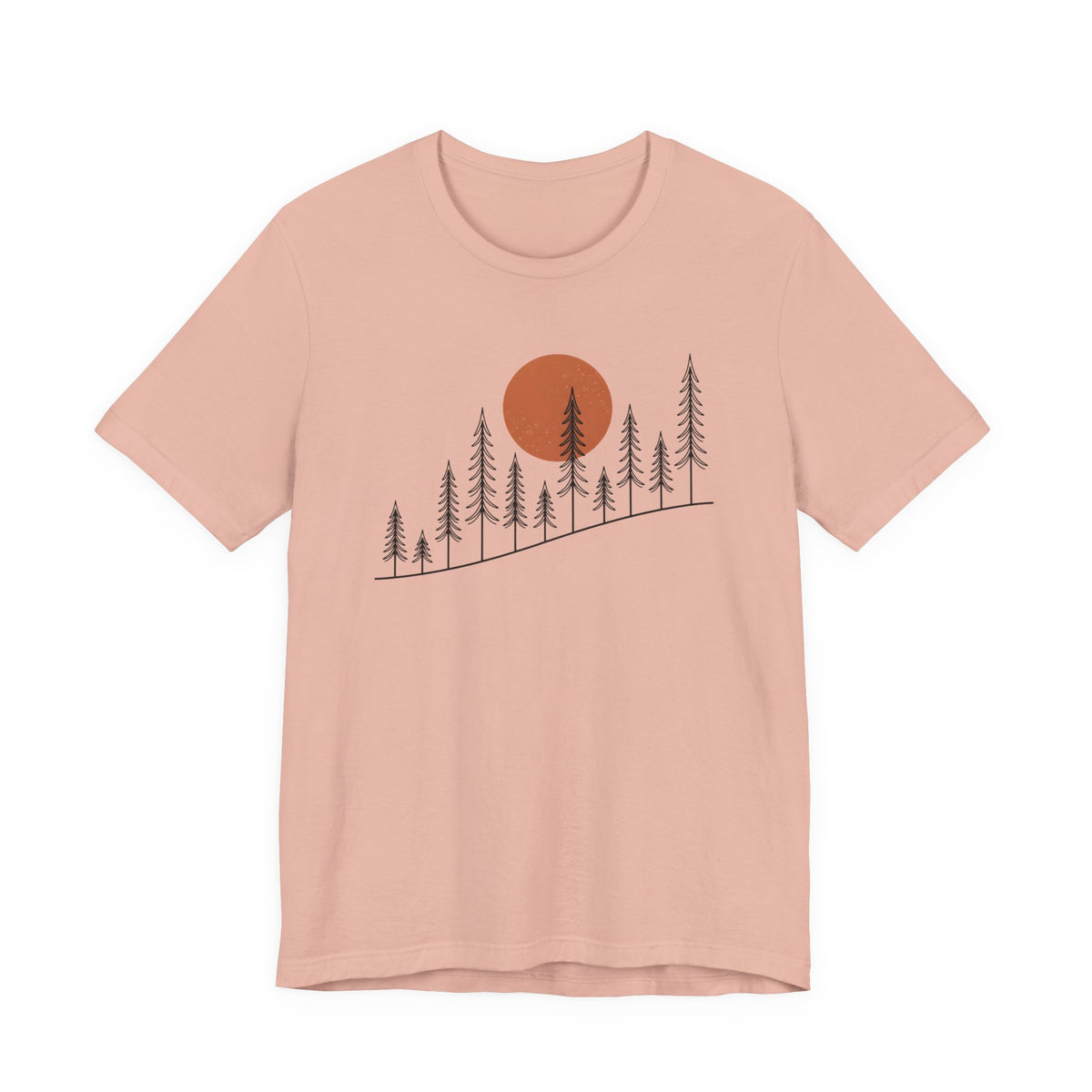 Timber Rise Sunset Tee | Minimal Pine Tree Forest Graphic T-Shirt