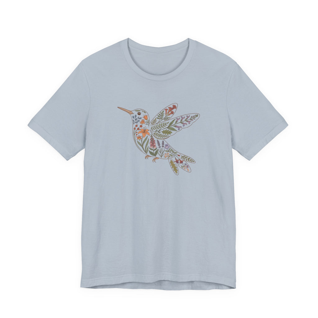 Floral Hummingbird Tee | Botanical Bird Graphic Tee