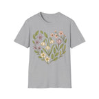 Spring Botanical Flowers Heart Graphic T-Shirt