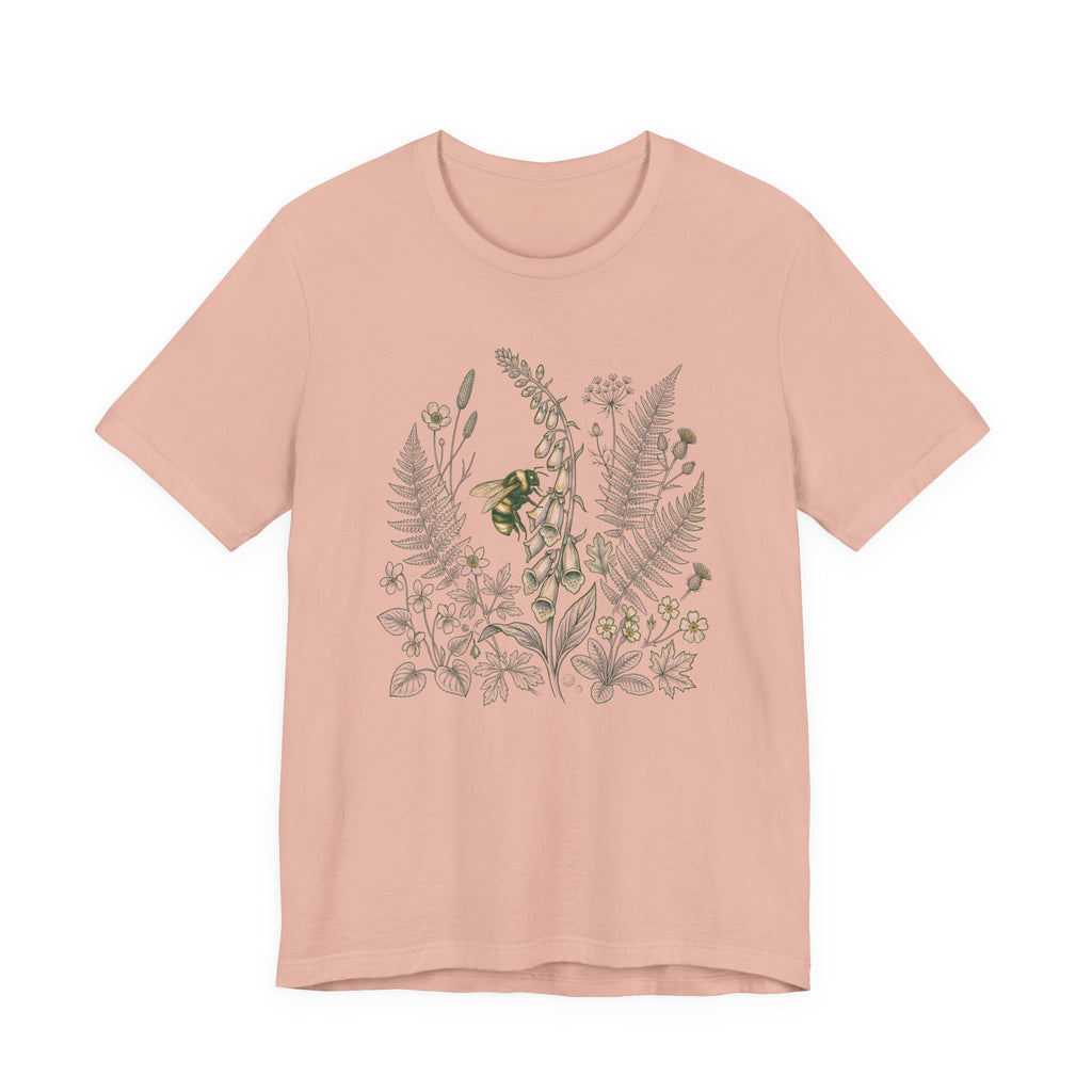 Foxglove Fern & Bee Tee | Floral Nature Graphic T-Shirt