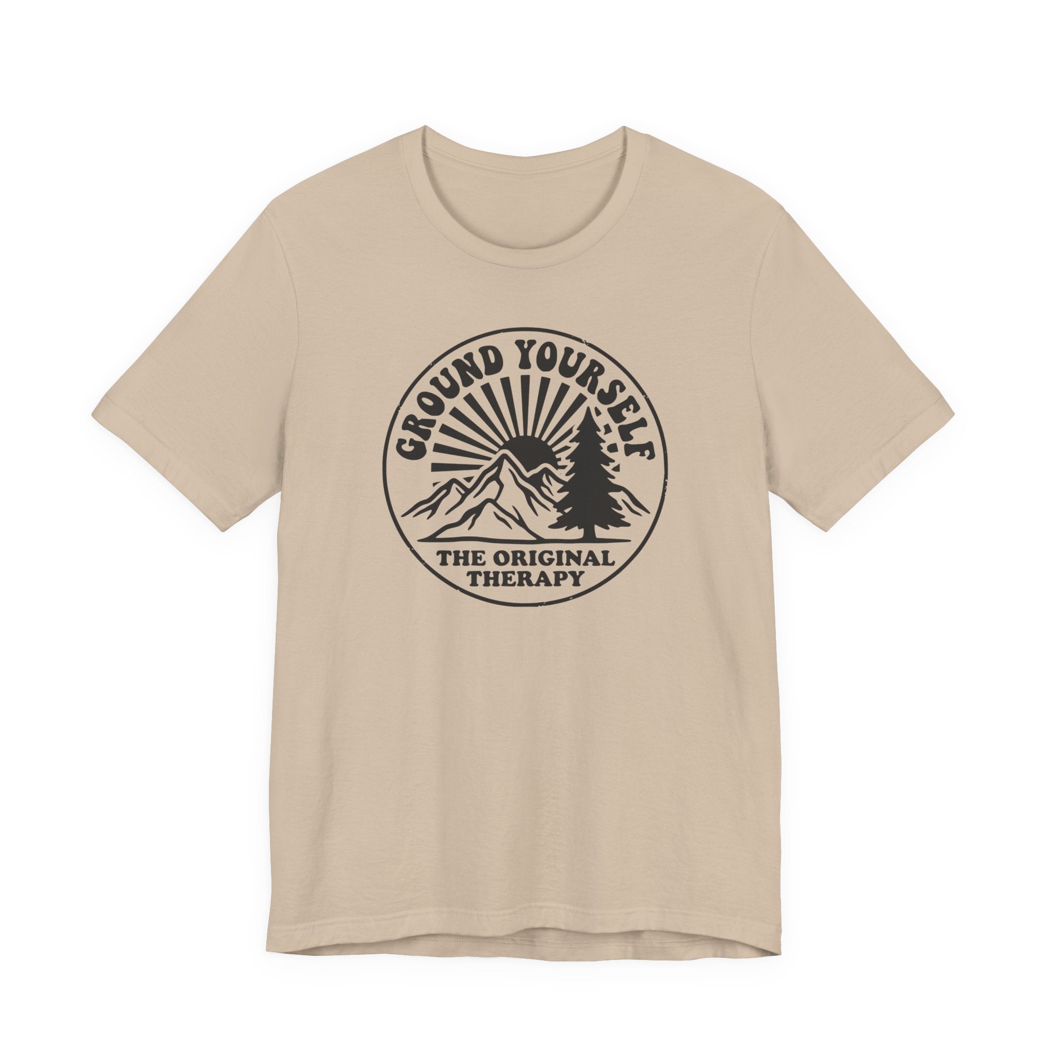 Ground Yourself mountain badge tee | The Original Therapy t-shirt