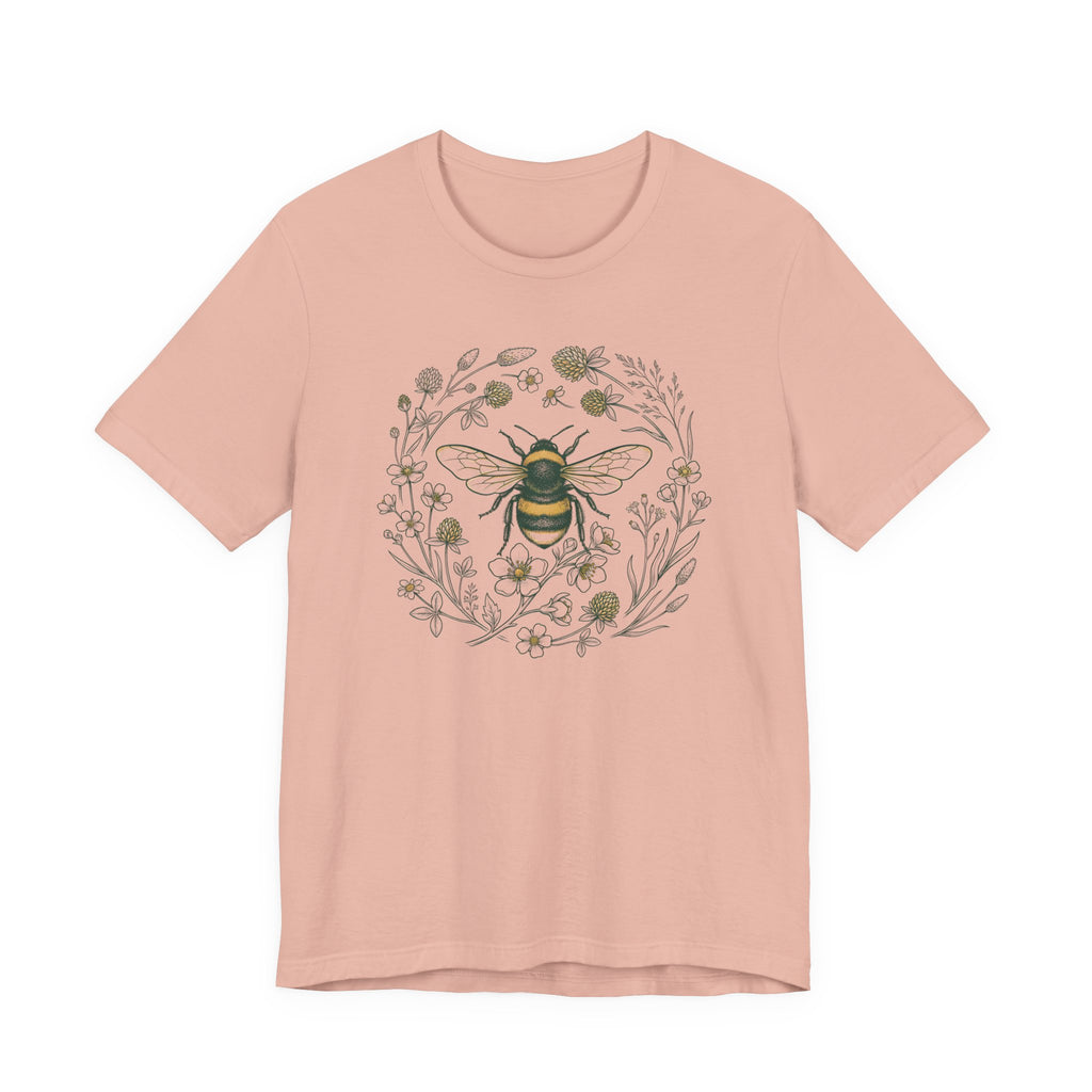 Botanical Bee Wildflower Tee | Vintage Naturalist Illustration Bumblebee T-Shirt