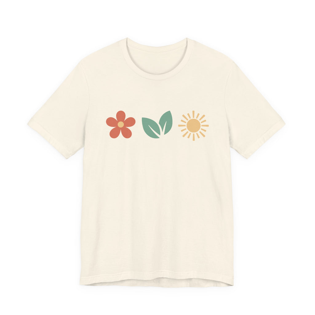 Floral Sun Leaf Icons T-Shirt | Minimal Botanical Tee