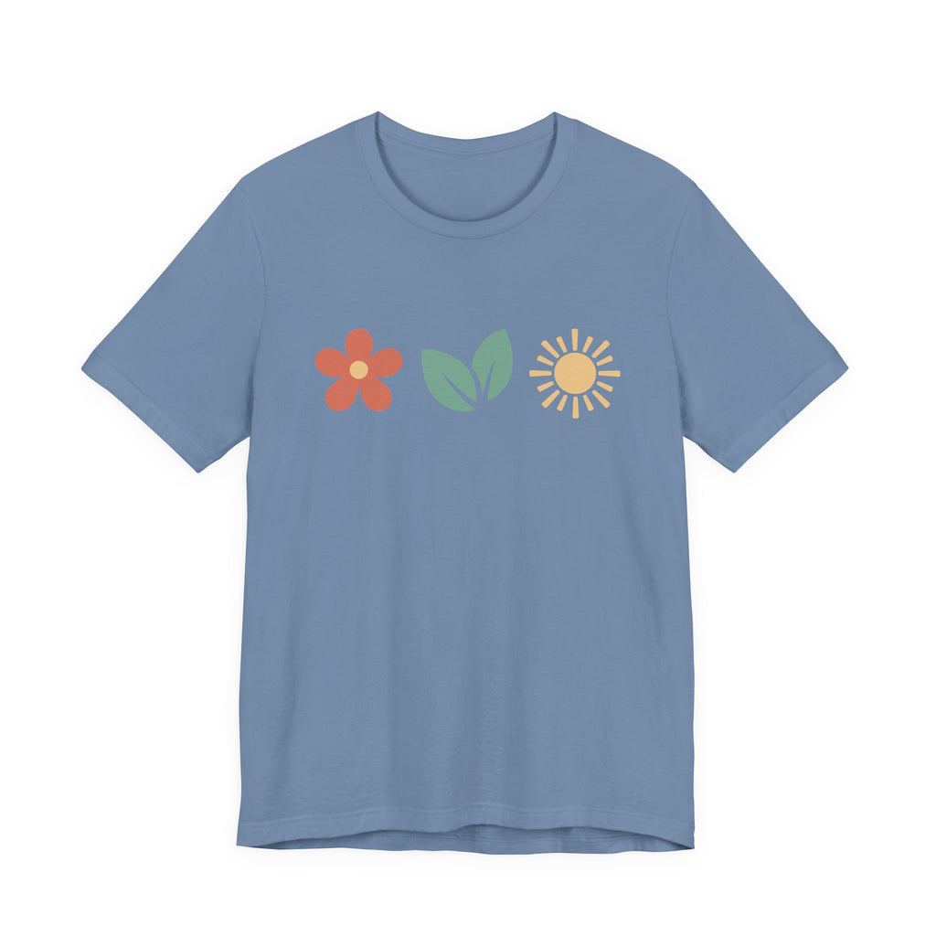 Floral Sun Leaf Icons T-Shirt | Minimal Botanical Tee