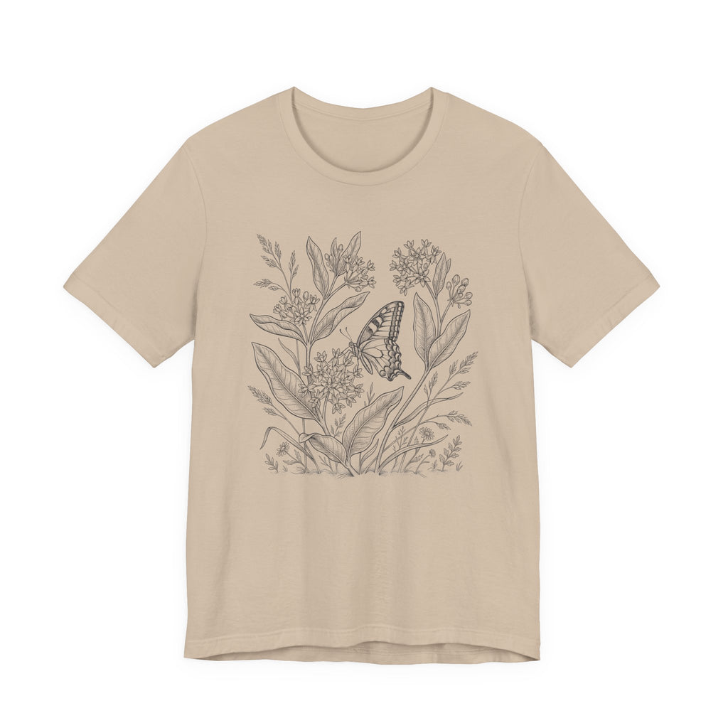 Botanical Monarch & Milkweed Tee | Meadow Butterfly T-Shirt