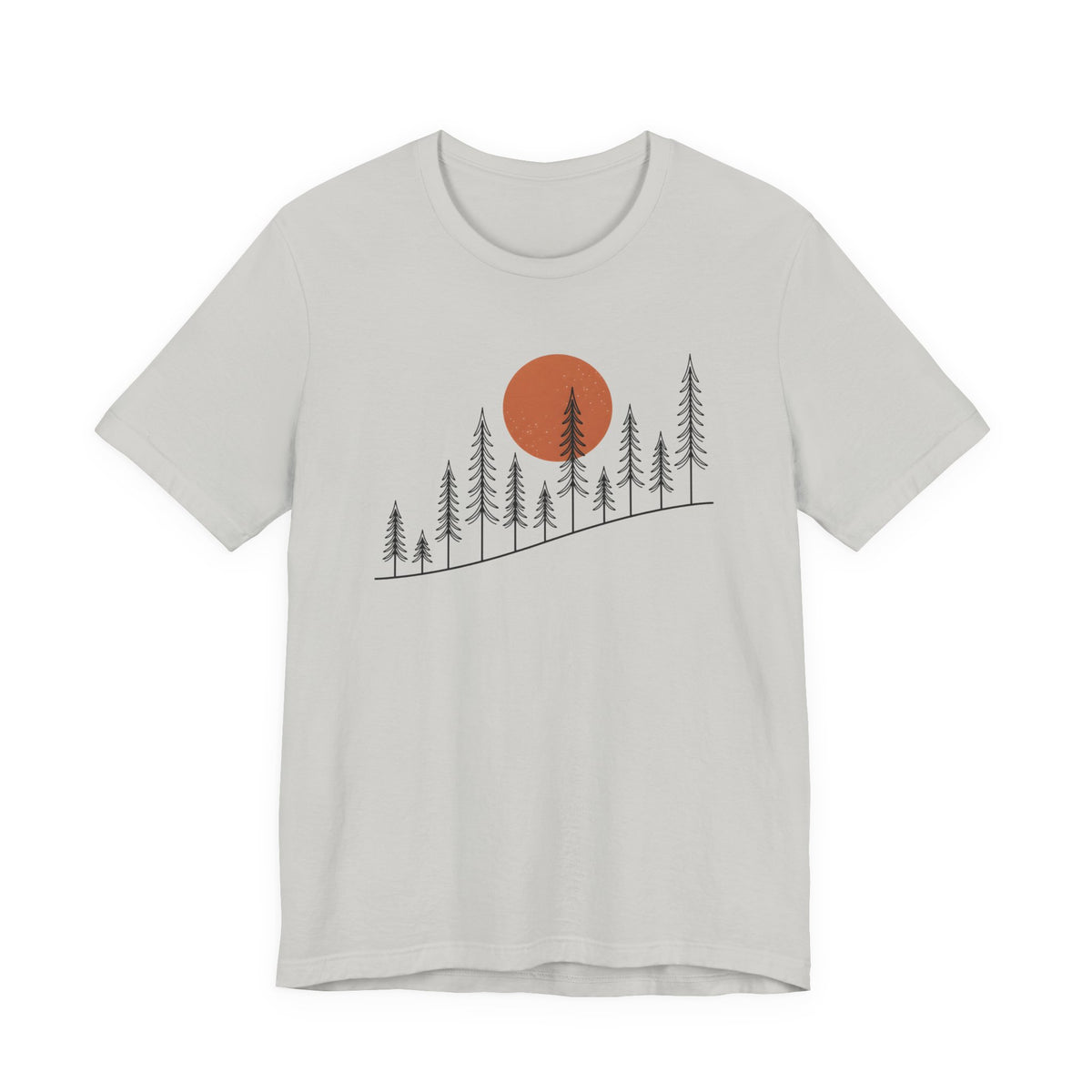 Timber Rise Sunset Tee | Minimal Pine Tree Forest Graphic T-Shirt