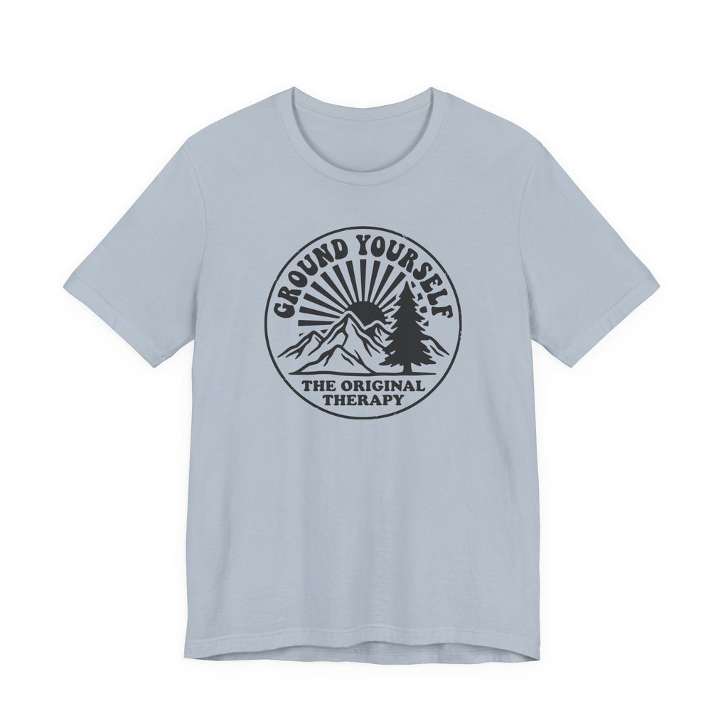 Ground Yourself mountain badge tee | The Original Therapy t-shirt