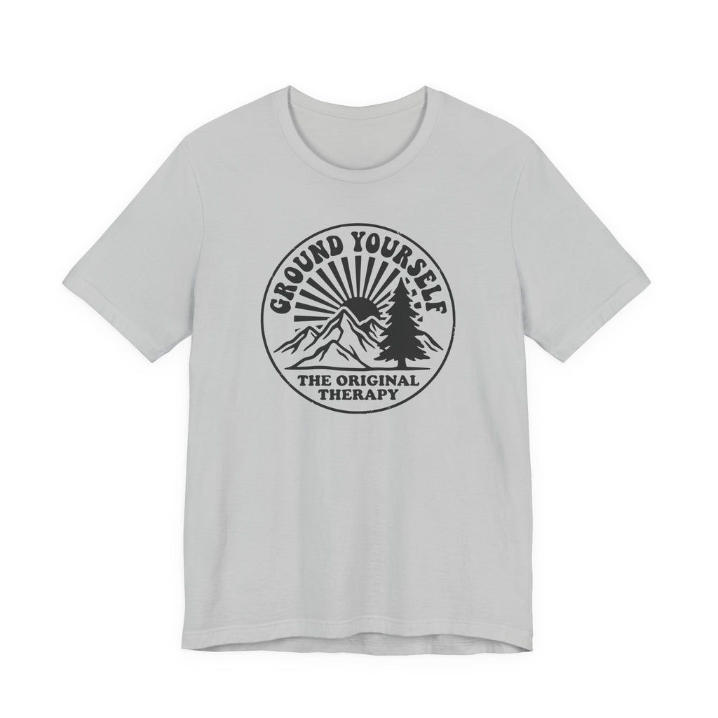 Ground Yourself mountain badge tee | The Original Therapy t-shirt