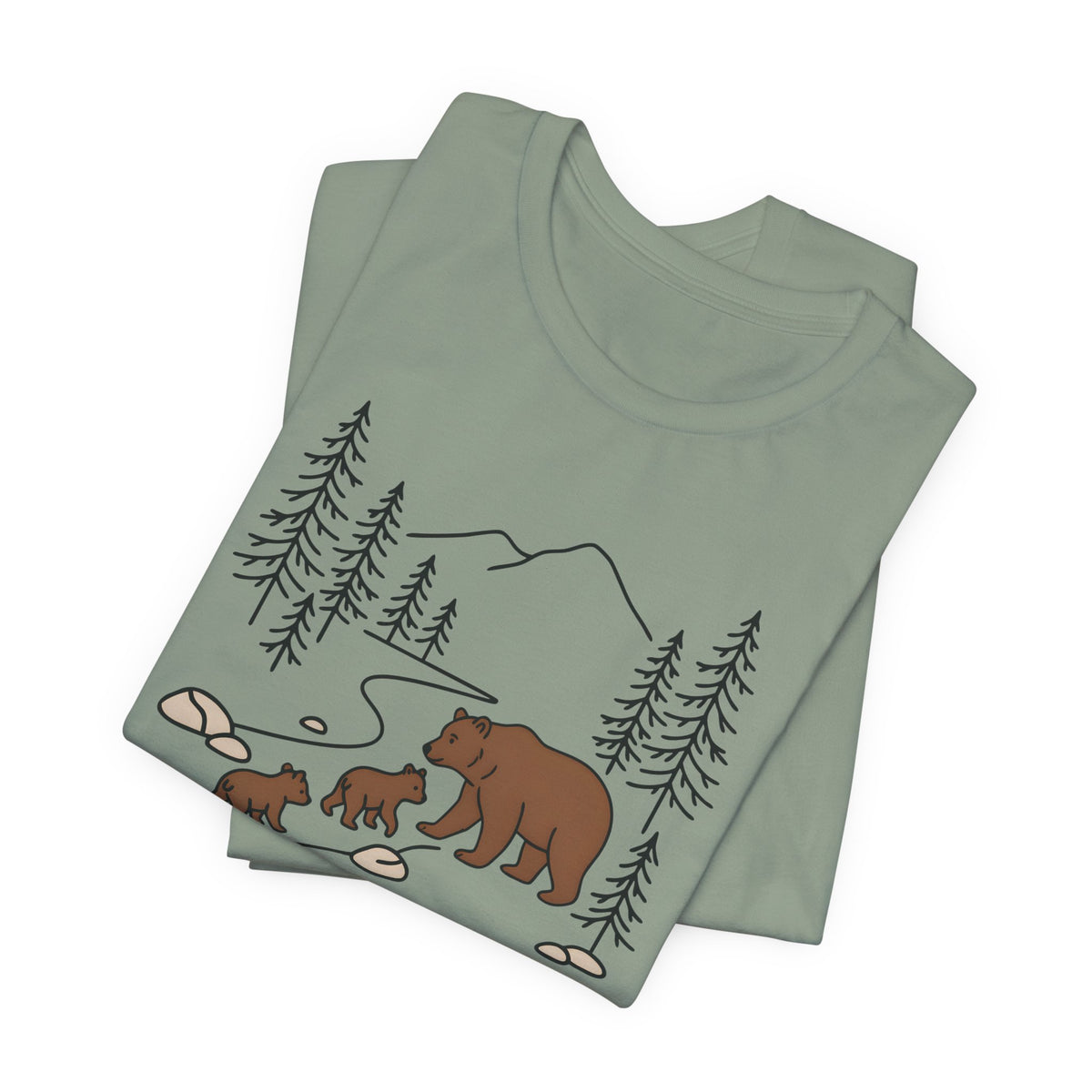 Bear Family Forest Tee | Mama Bear & Cubs Graphic T-Shirt