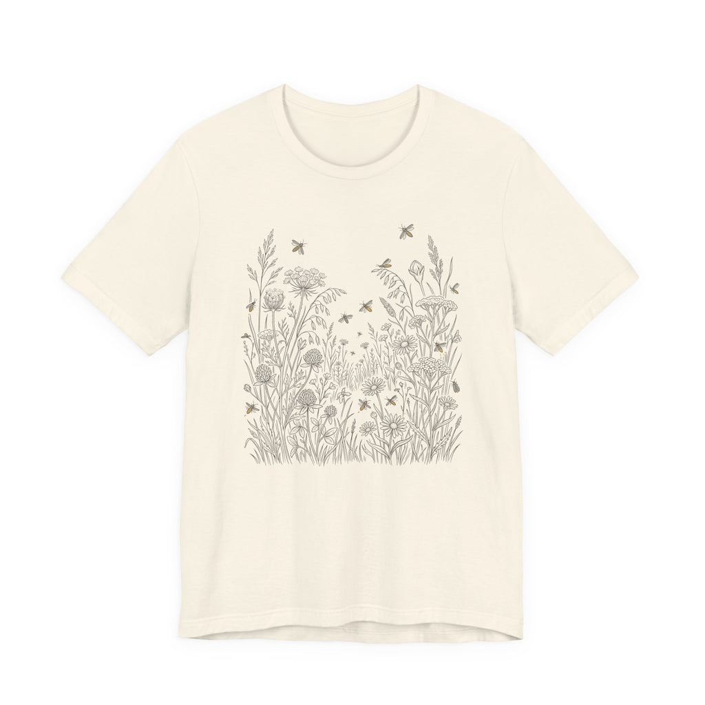 Wildflowers & Fireflies Graphic T-Shirt | Botanical Nature Tee