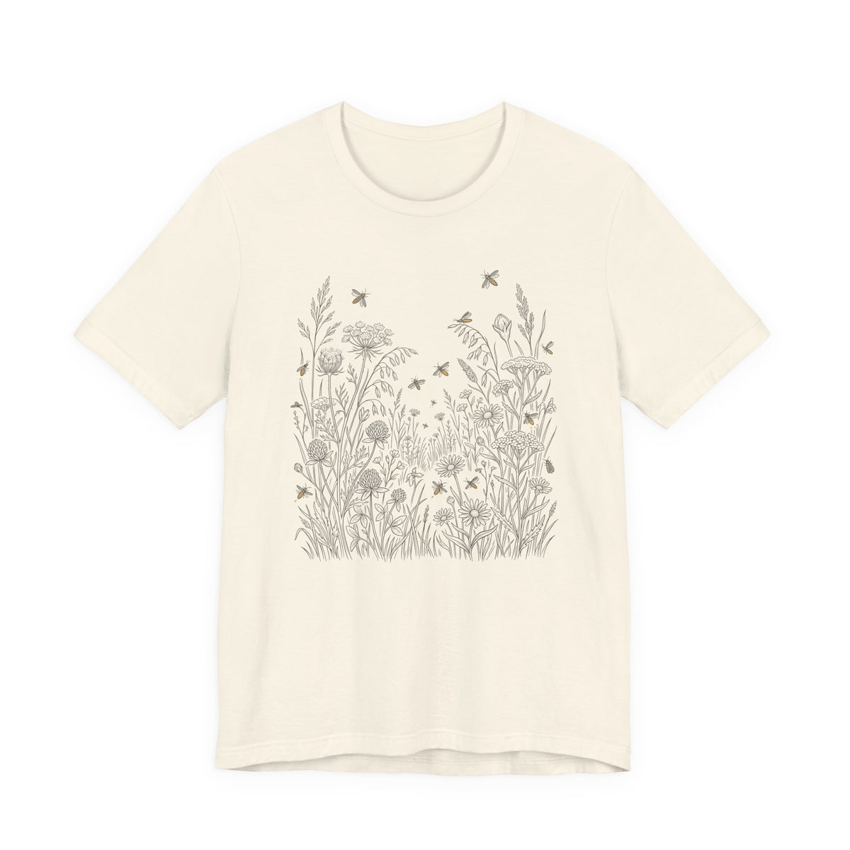 Wildflowers & Fireflies Graphic T-Shirt | Botanical Nature Tee