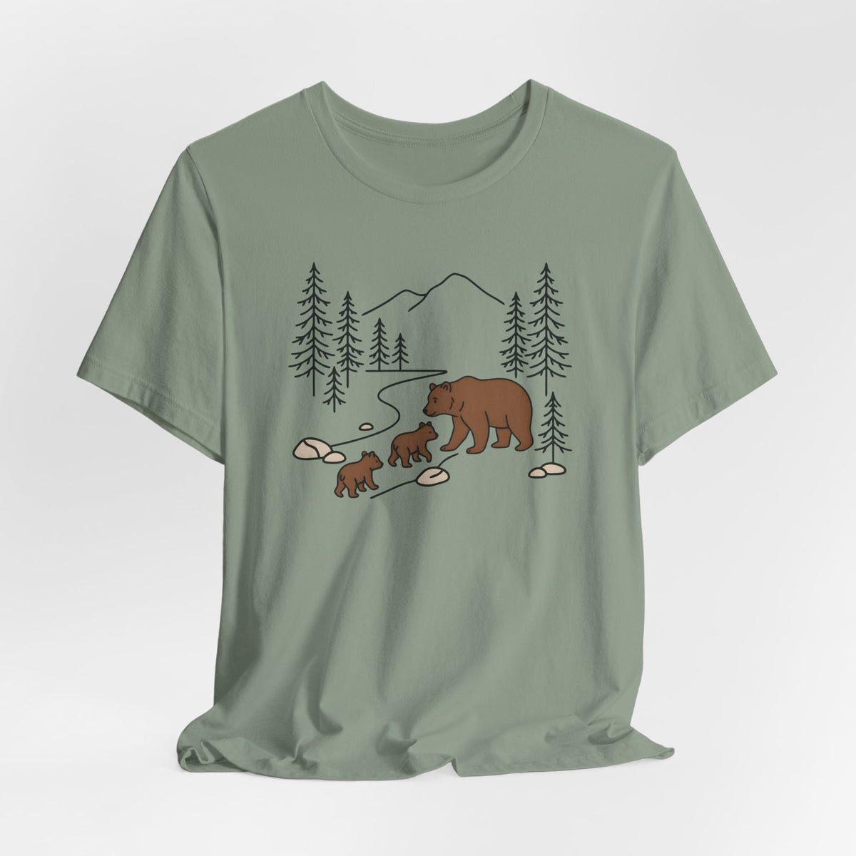 Bear Family Forest Tee | Mama Bear & Cubs Graphic T-Shirt