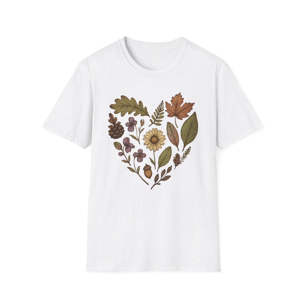 Autumn Muted Botanical Heart Graphic T-Shirt