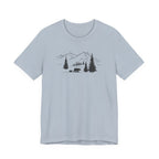 Mountain Bear Scene Tee | Minimal Forest Mountains and Bear Silhouette