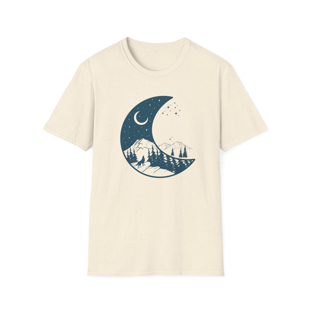 Crescent Moon Howling Wolf Graphic T-Shirt