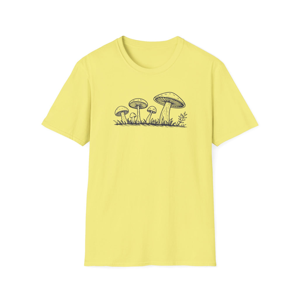 Woodland Mushroom Linocut Style Graphic T-Shirt