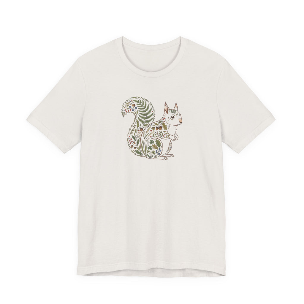 Floral Squirrel Tee | Botanical Wildlife Graphic T-Shirt