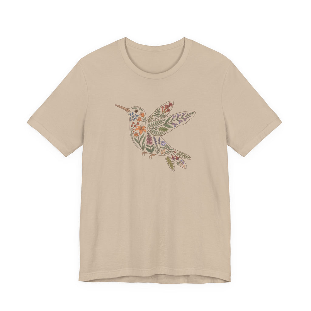 Floral Hummingbird Tee | Botanical Bird Graphic Tee
