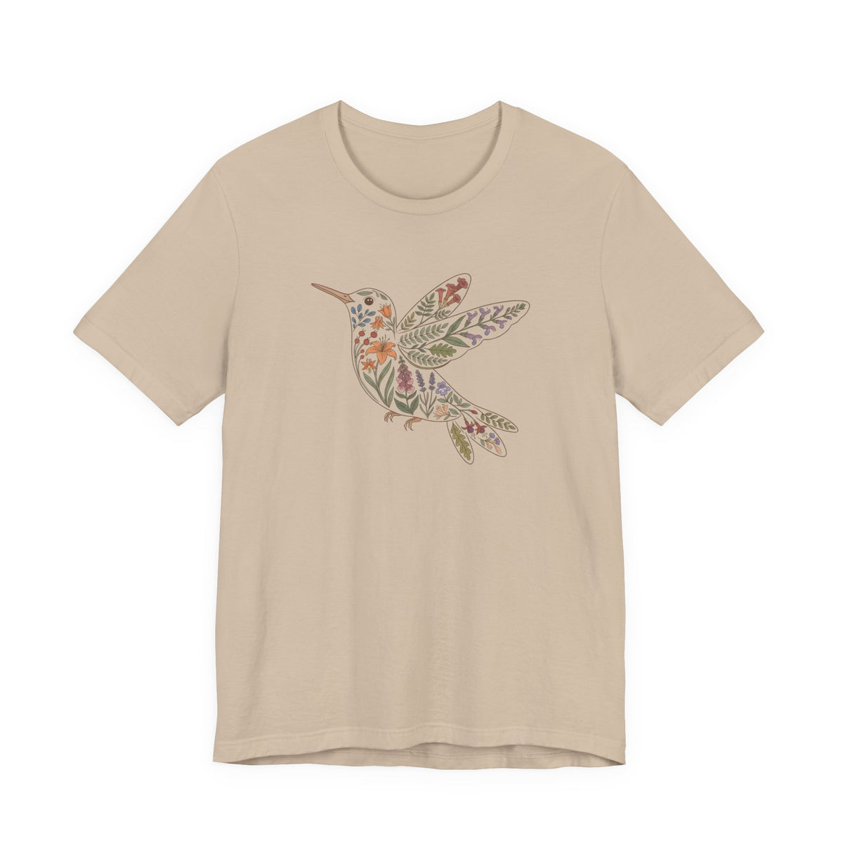 Floral Hummingbird Tee | Botanical Bird Graphic Tee