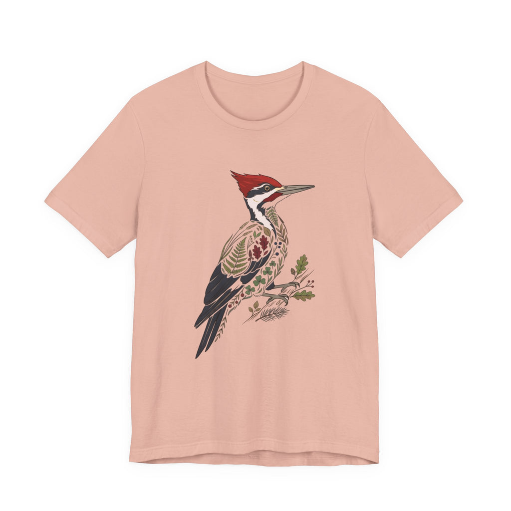 Woodpecker Illustration Tee | Botanical Wildlife Bird T-Shirt