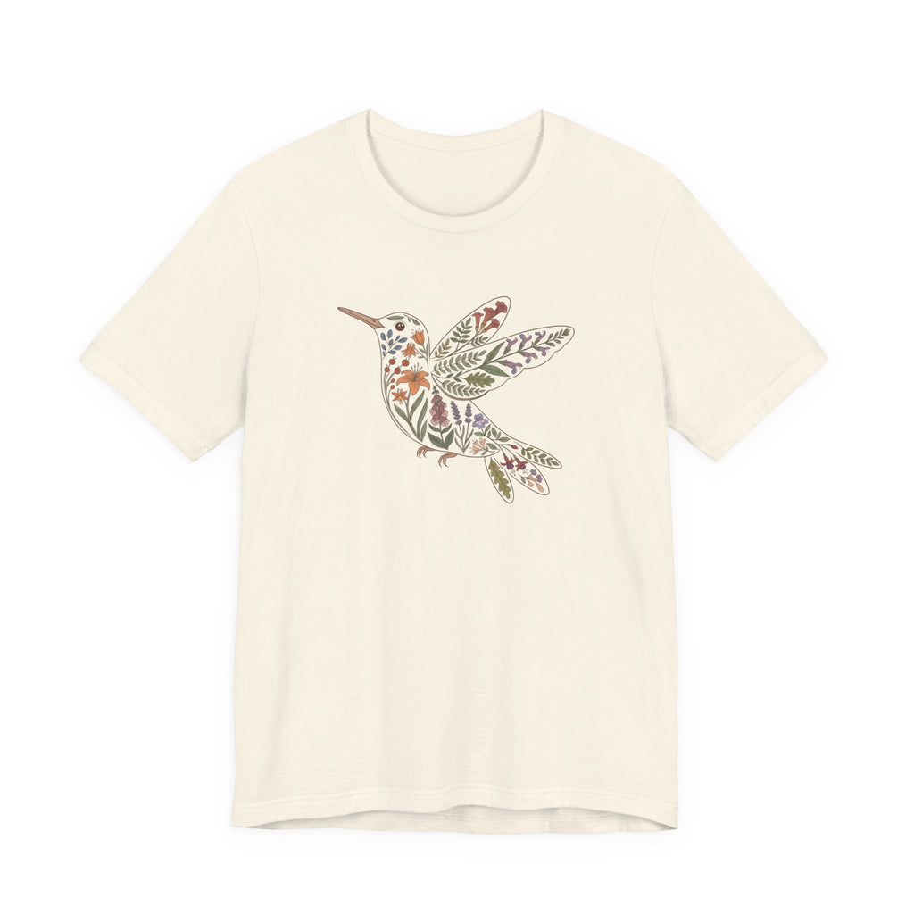 Floral Hummingbird Tee | Botanical Bird Graphic Tee