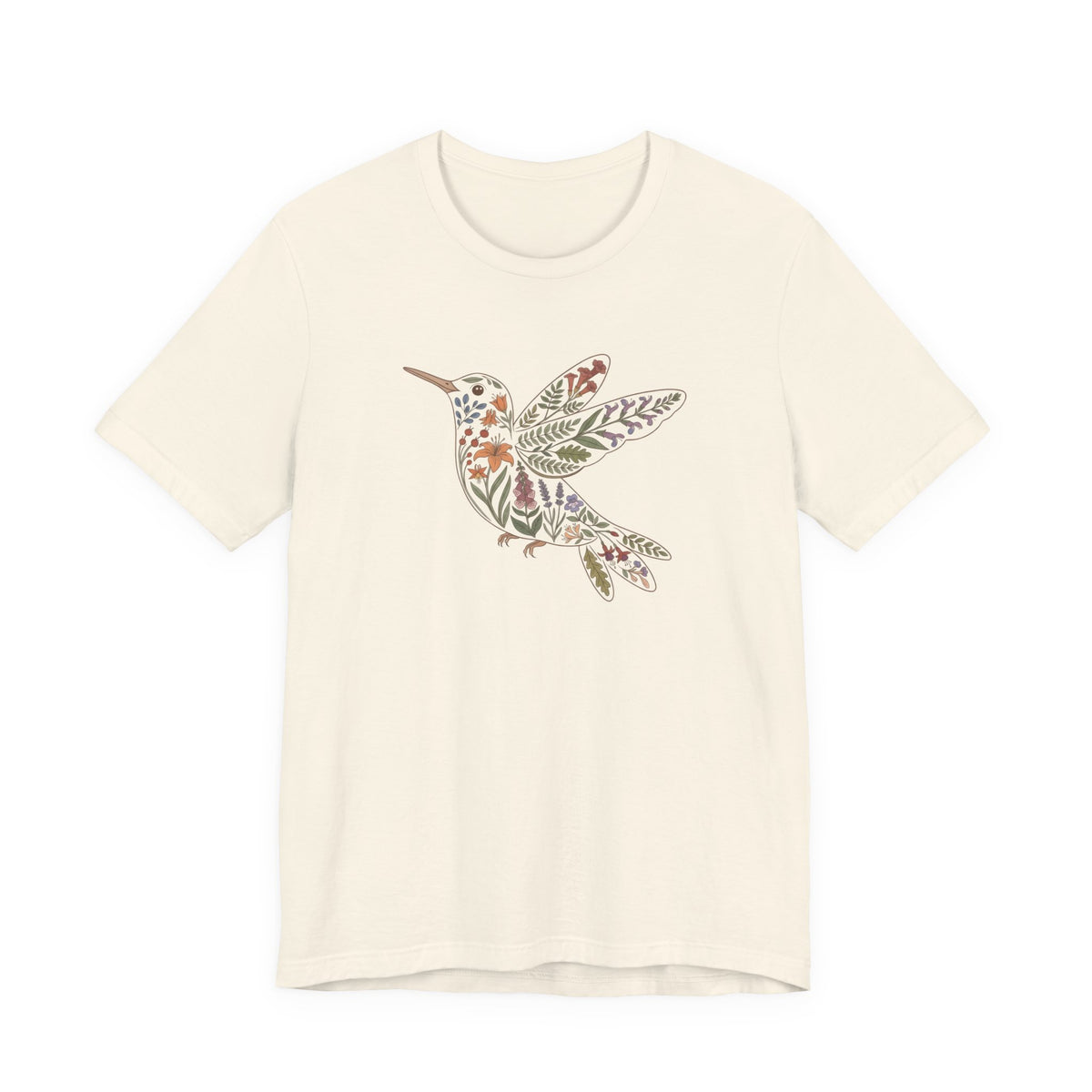 Floral Hummingbird Tee | Botanical Bird Graphic Tee