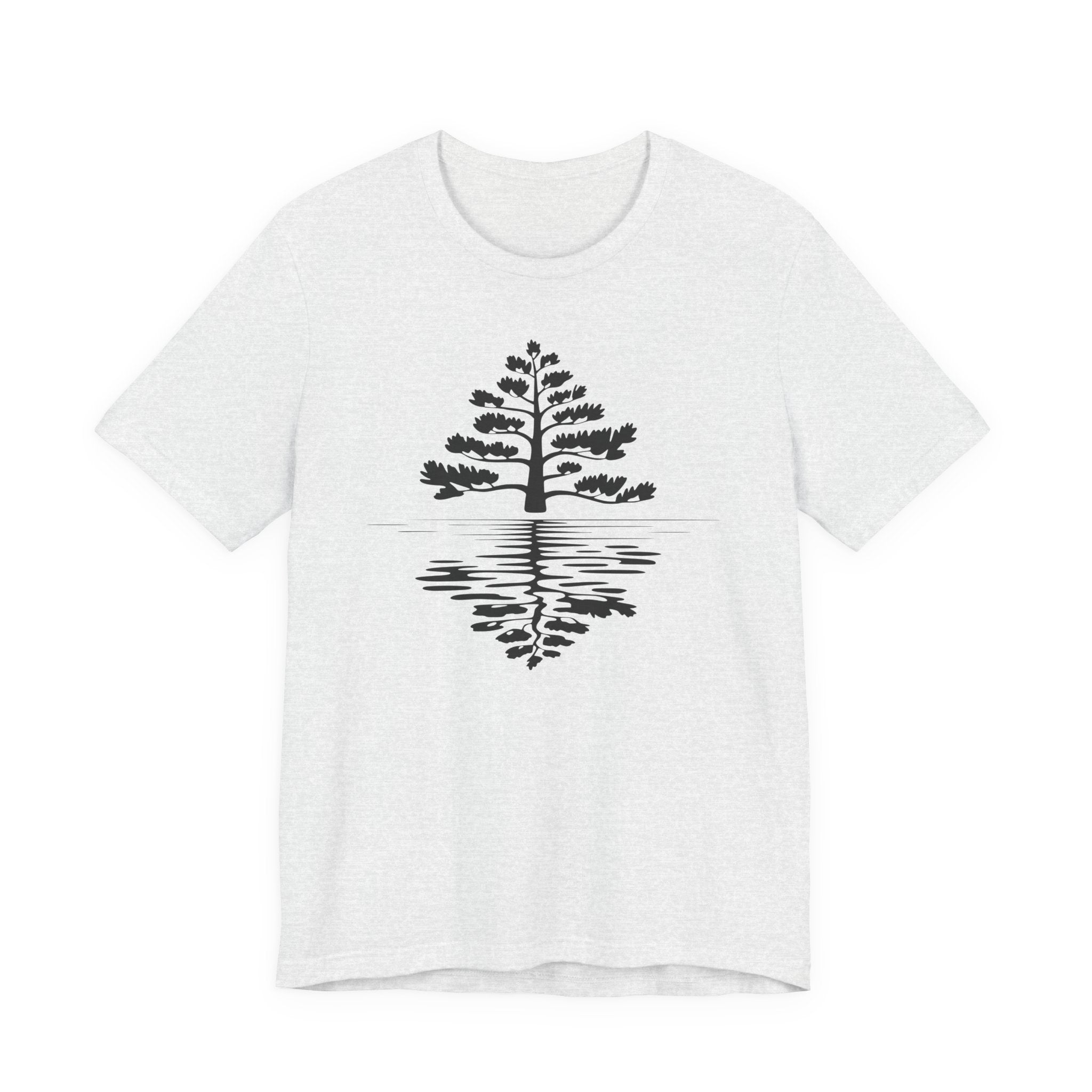 Pine Tree Reflection Tee | Minimal Nature Graphic T-Shirt