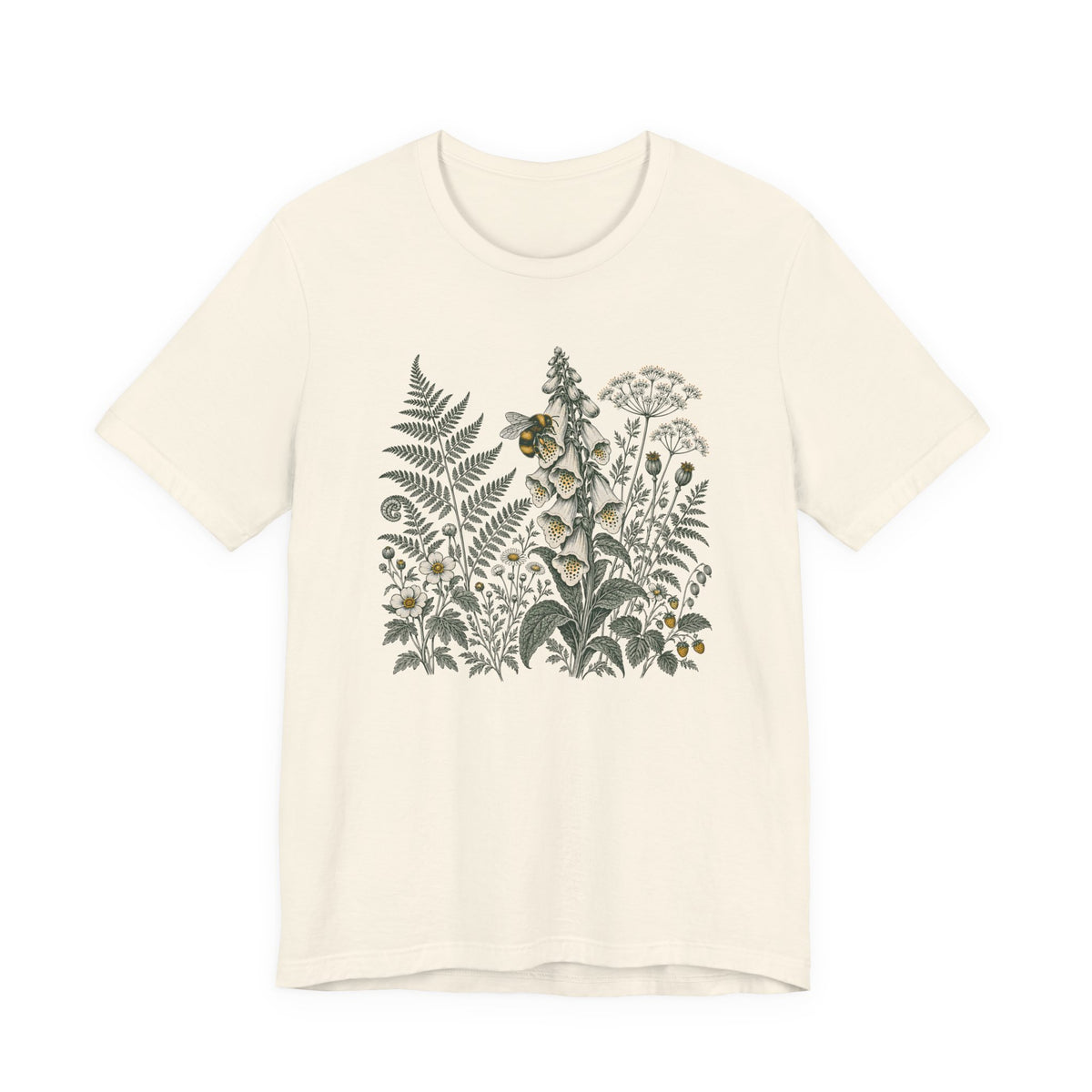 Botanical Fern & Foxglove Tee | Vintage Wildflower Nature T-Shirt