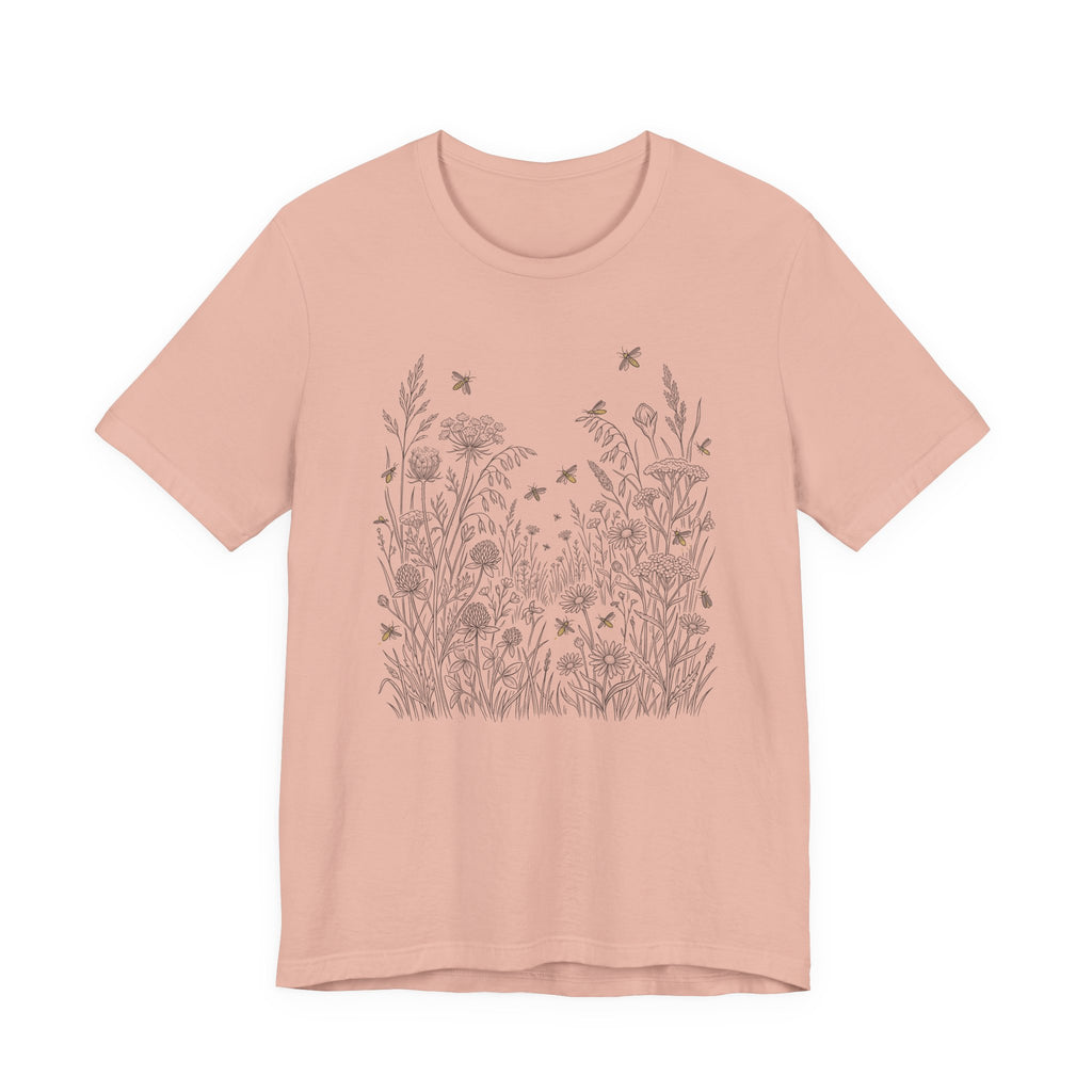 Wildflowers & Fireflies Graphic T-Shirt | Botanical Nature Tee