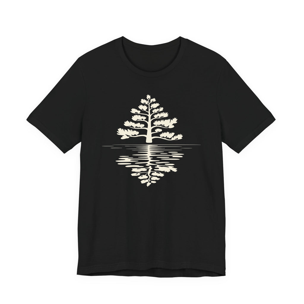 Pine Tree Reflection Tee | Minimal Nature Graphic T-Shirt