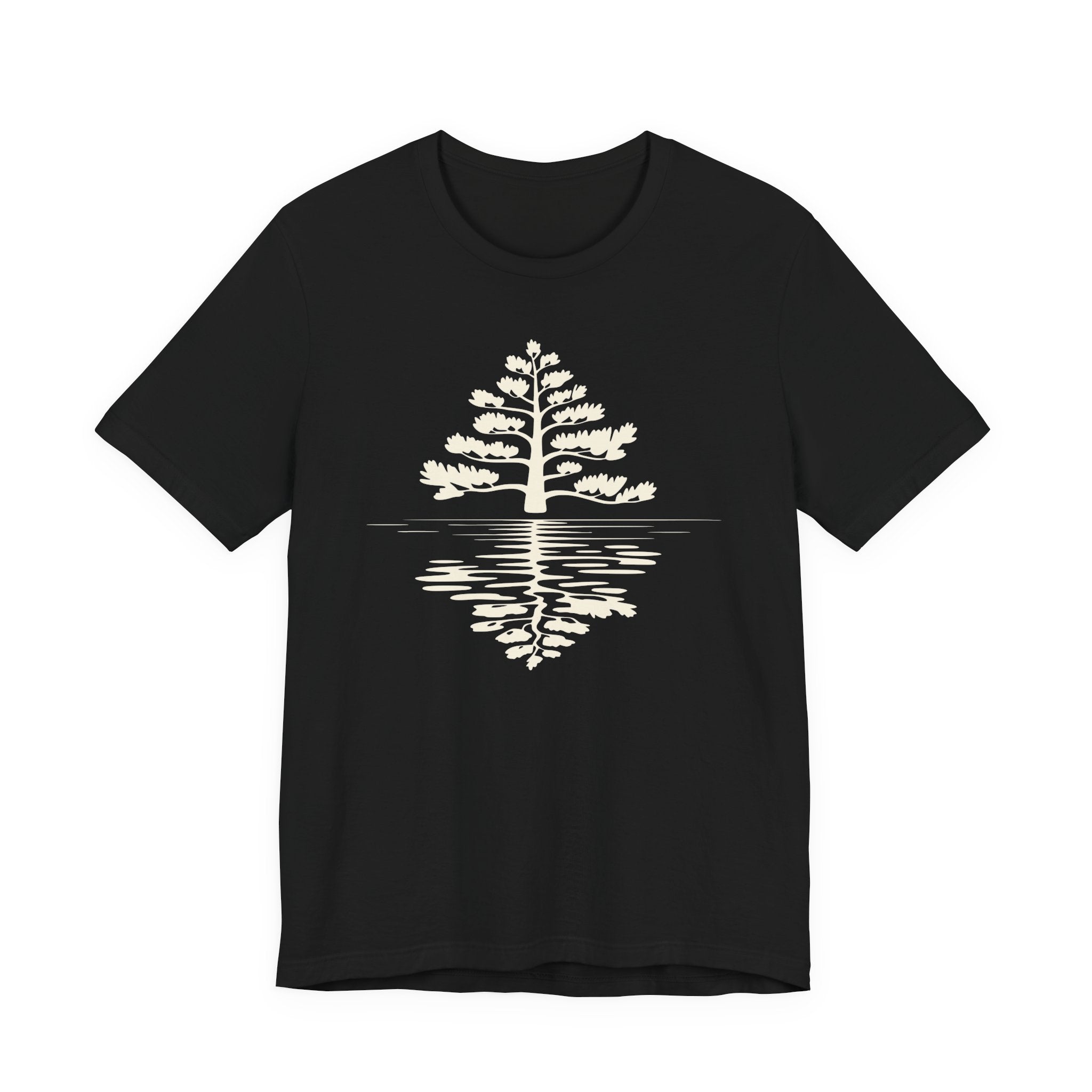 Pine Tree Reflection Tee | Minimal Nature Graphic T-Shirt
