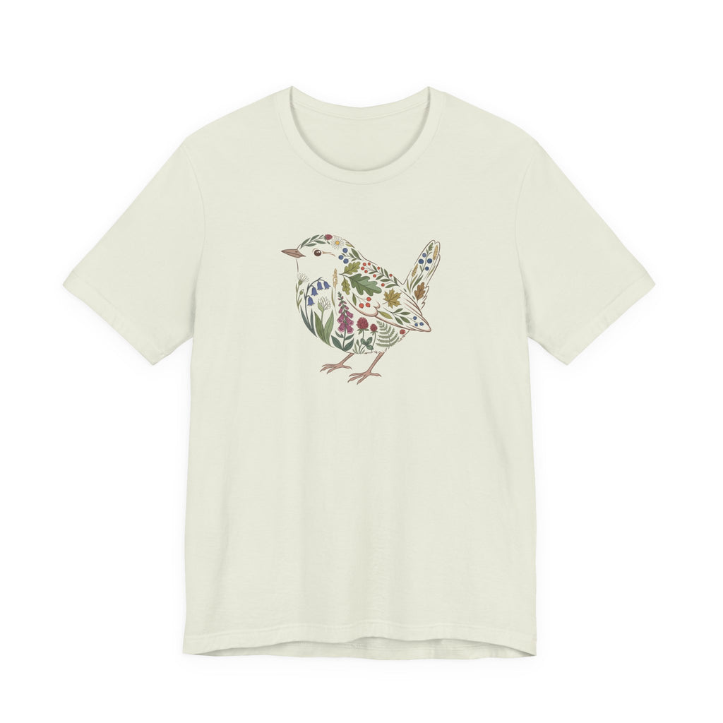 Floral Wren T‑Shirt | Botanical Wildlife Graphic T-Shirt
