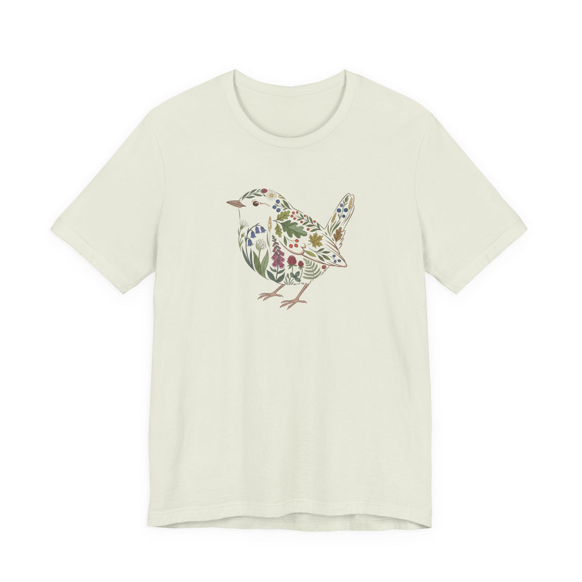 Floral Wren T‑Shirt | Botanical Wildlife Graphic T-Shirt
