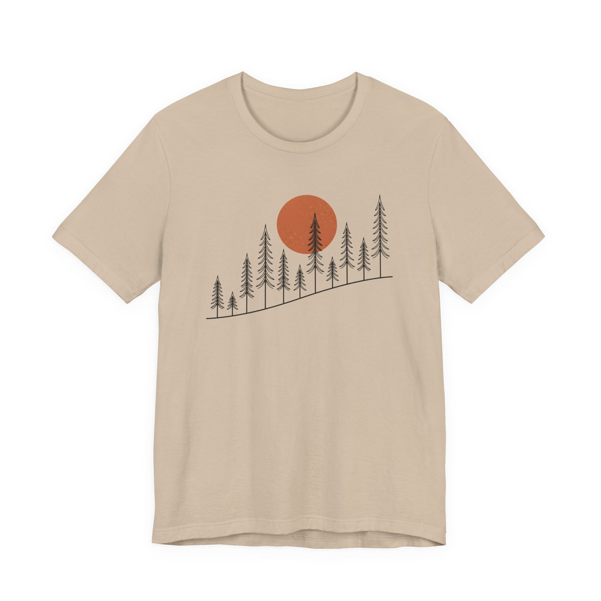 Timber Rise Sunset Tee | Minimal Pine Tree Forest Graphic T-Shirt